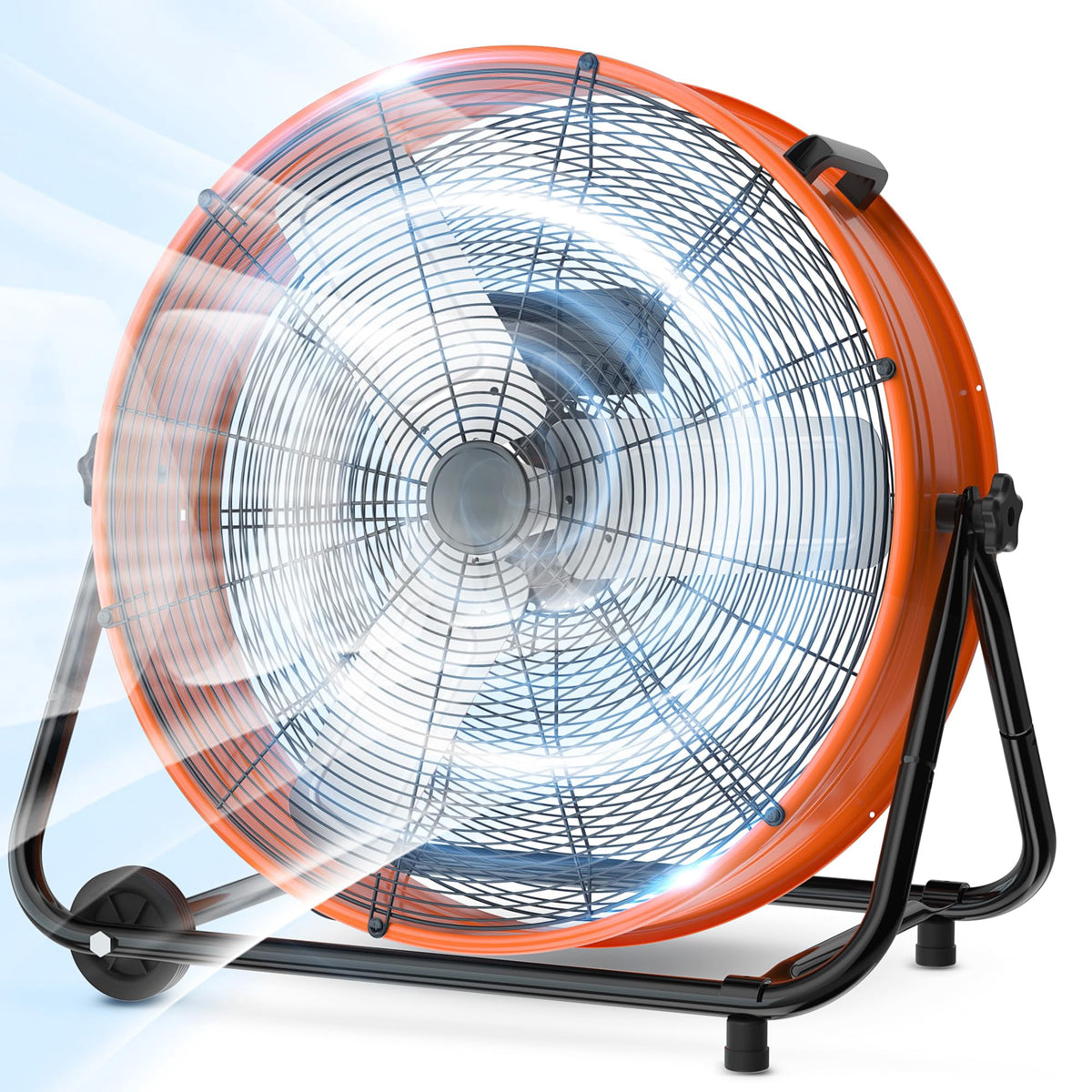 Nordic Hygge 24 in. High-Velocity 3-Speed Industrial Drum Fan with Wheels and Adjustable Tilt in Black