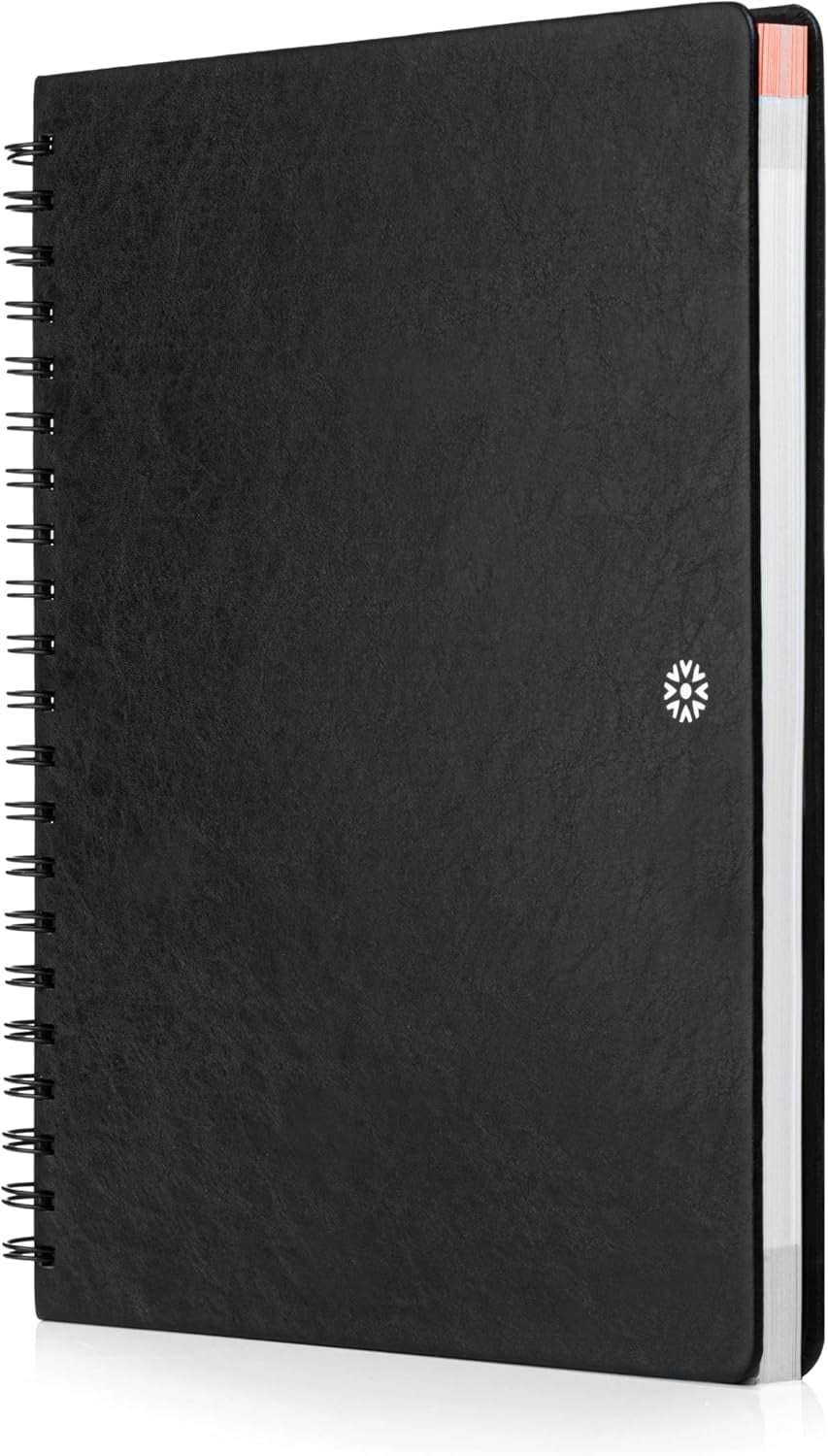 Notsu Undated Daily Planner Notebook | Minimalist Productivity Planner with To Do List, Agenda, Dot Grid, Lined, Notes sections. 160 Pages, Thick Paper 120 gsm, 8.5 x 11 inches, Premium Black Vegan