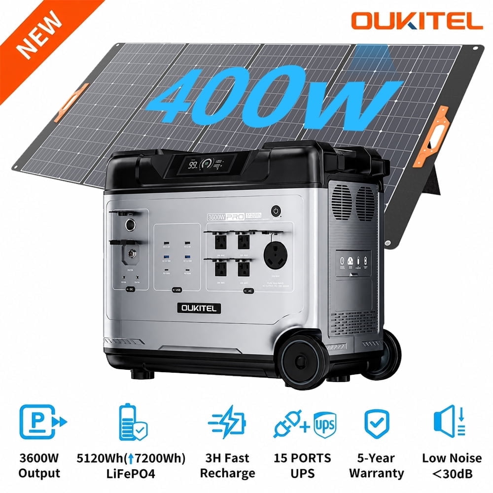 OUKITEL P5000pro 5120Wh Portable Power Station, 3600W High Output, LiFePO4 Battery, 7200W Surge, Multi-Device Charging, Fast AC/Solar/Car Recharge, Home Backup & RV Ready