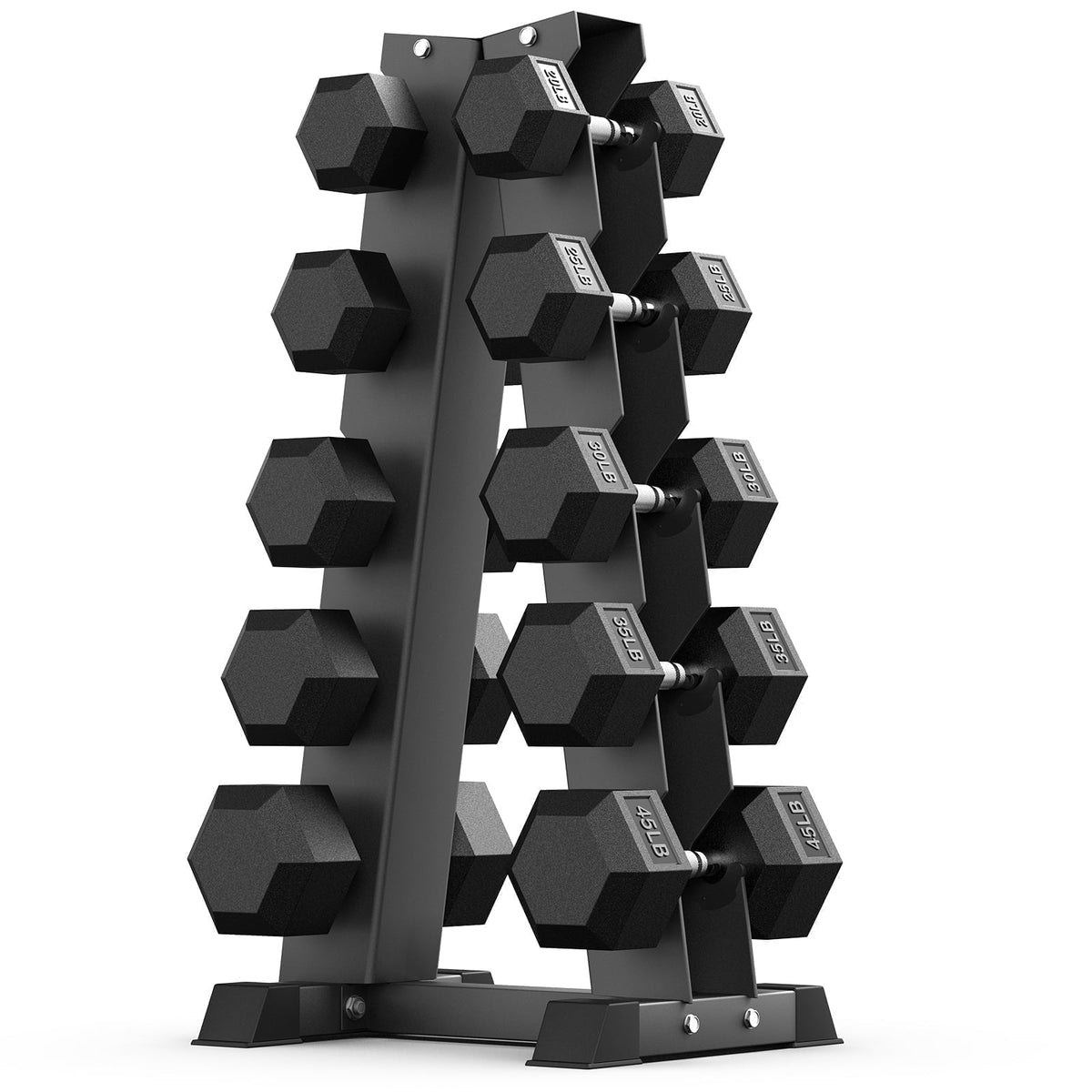 ROALW 150lb Hex Dumbbell Set with Heavy Duty Rack, Rubber Coated Weight Set for Home Gym Strength Training