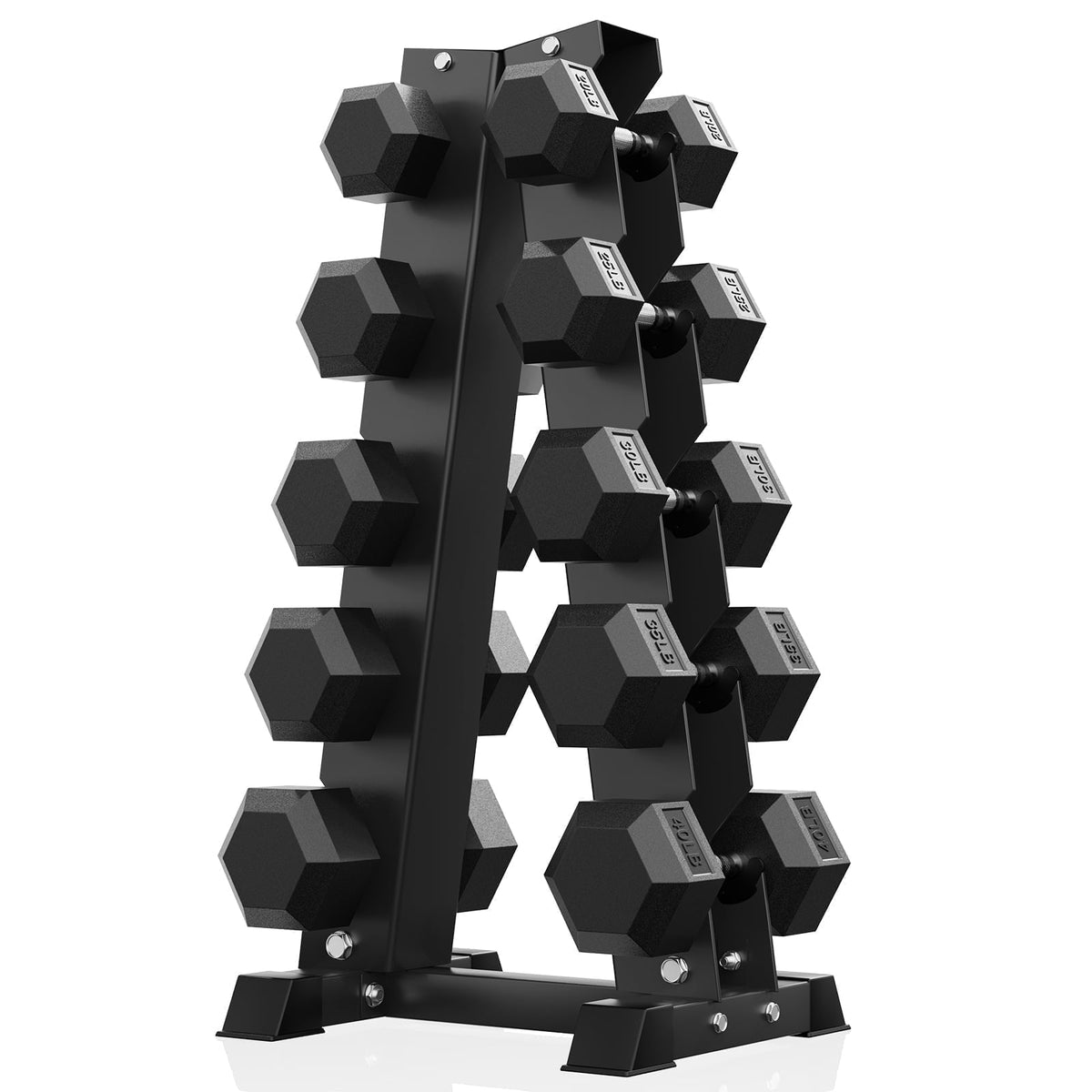 ROALW 150lb Hex Dumbbell Set with Heavy Duty Rack, Rubber Coated Weight Set for Home Gym Strength Training