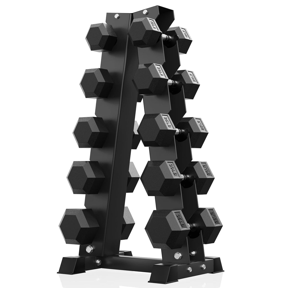 ROALW 150lb Hex Dumbbell Set with Heavy Duty Rack, Rubber Coated Weight Set for Home Gym Strength Training