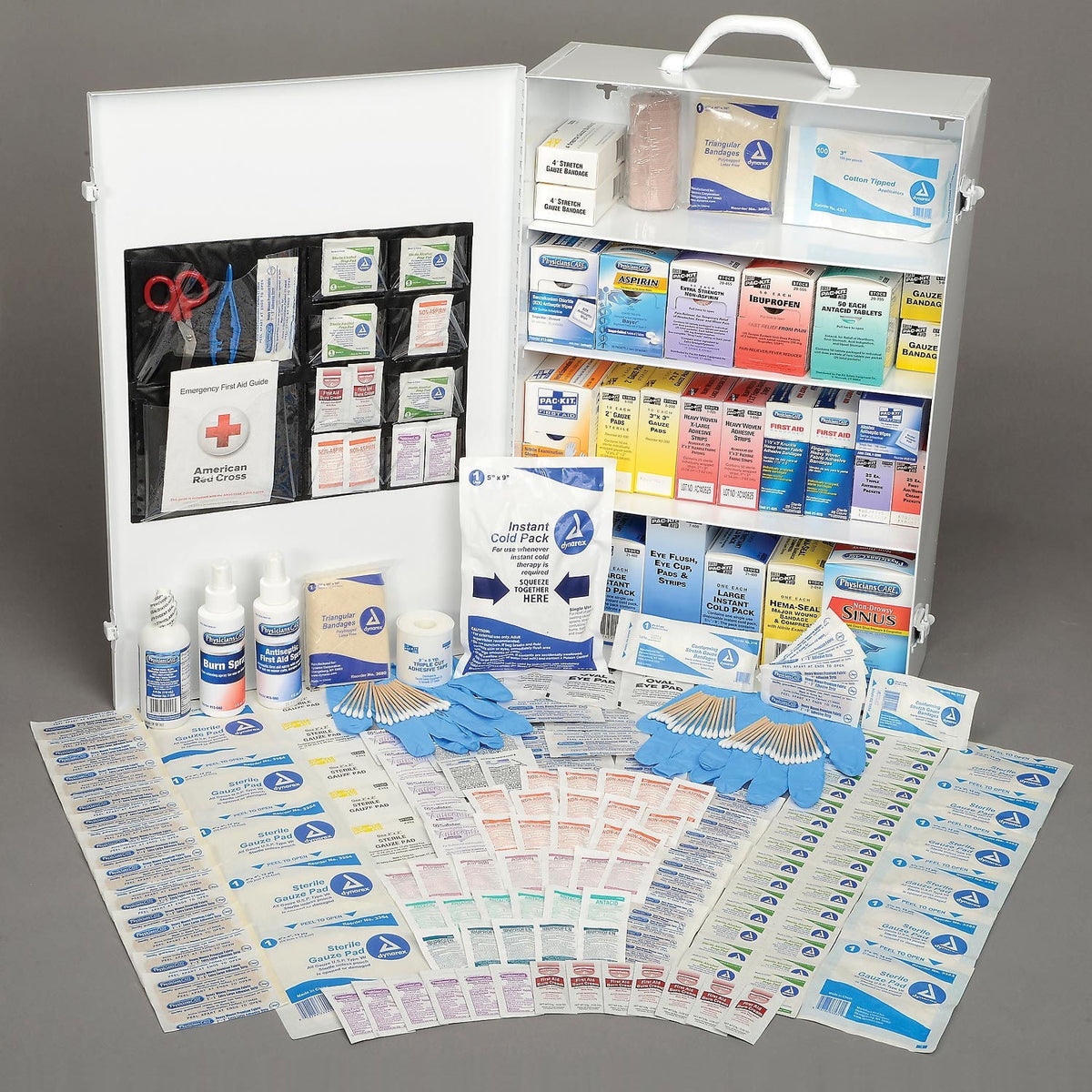 Pac-Kit 4-Shelf Industrial First Aid Stations, Steel, Wall Mount