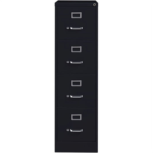 Pemberly Row 4 Drawer Steel 25" Deep Letter File Cabinet in Black