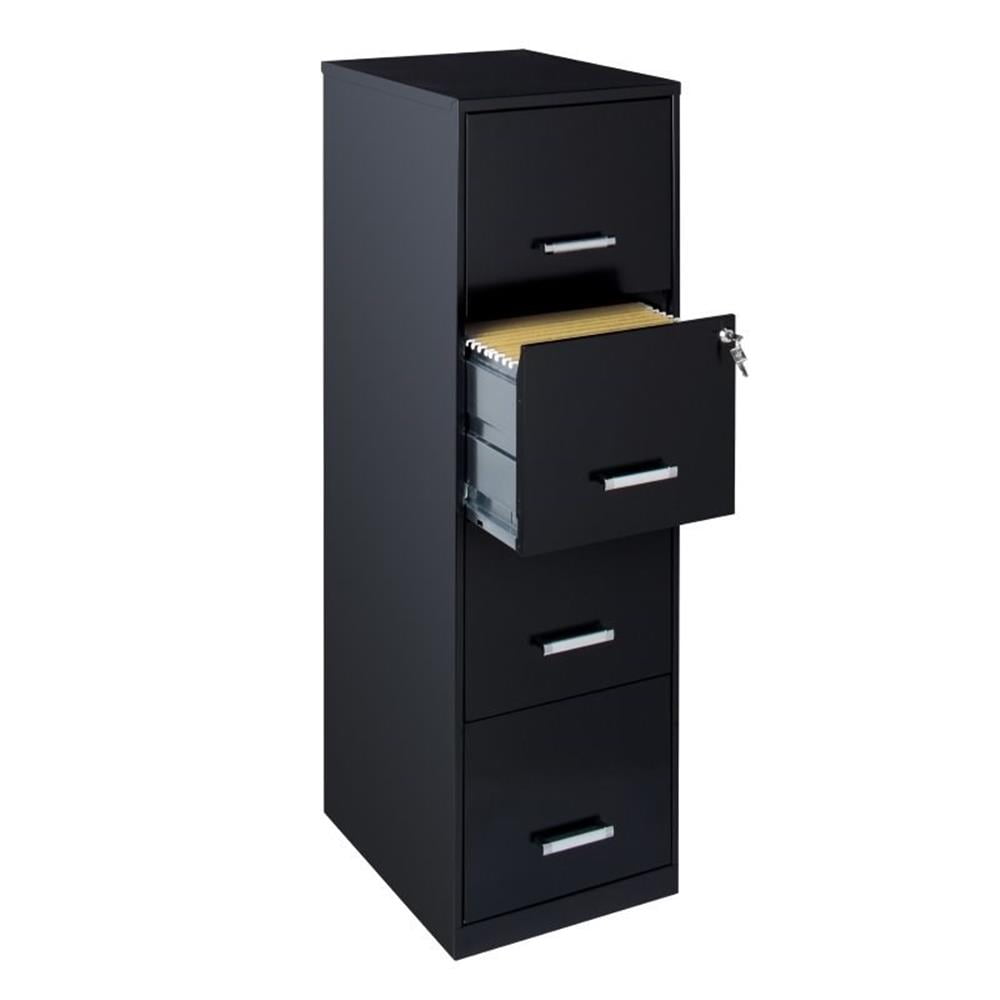 Pemberly Row 4 Drawer 26.5" Deep Letter File Cabinet in Light Gray, Fully Assembled