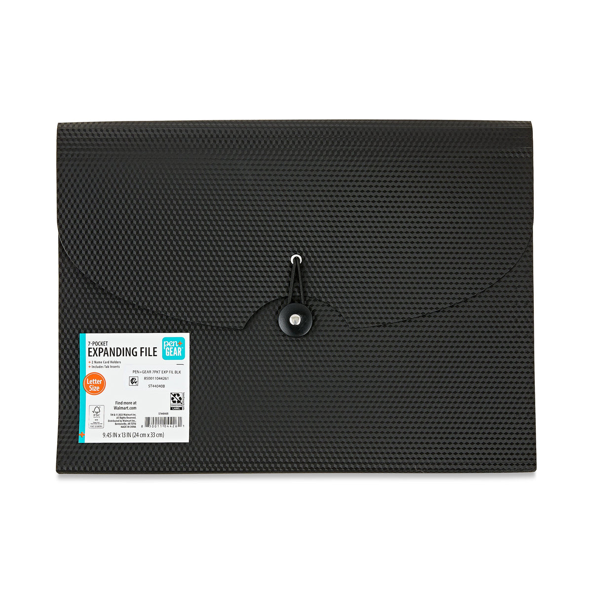 Pen+Gear 7-Pocket Poly Expanding File, Textured Black