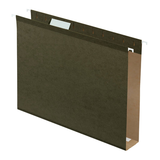 Pendaflex Extra Capacity Poly-laminate Hanging File Folders, Letter Size, 25/Pkg-Green, 1/5 Cut Tab