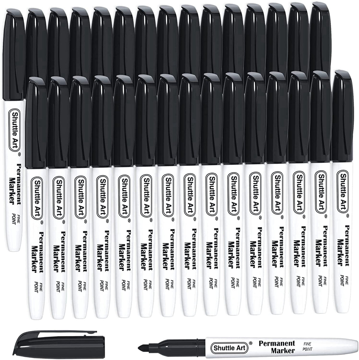 Permanent Markers,Shuttle Art 30 Pack Blue Permanent Marker set,Fine Point, Works on Plastic,Wood,Stone,Metal and Glass for Doodling, Marking