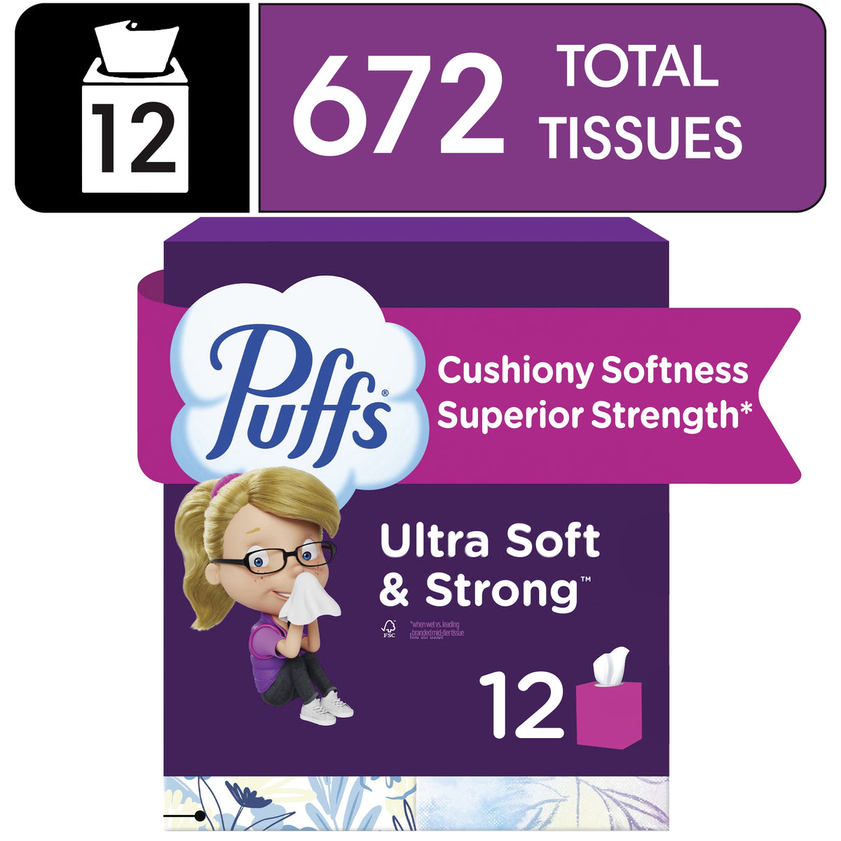 Puffs Ultra Soft Facial Tissues, 4 Count