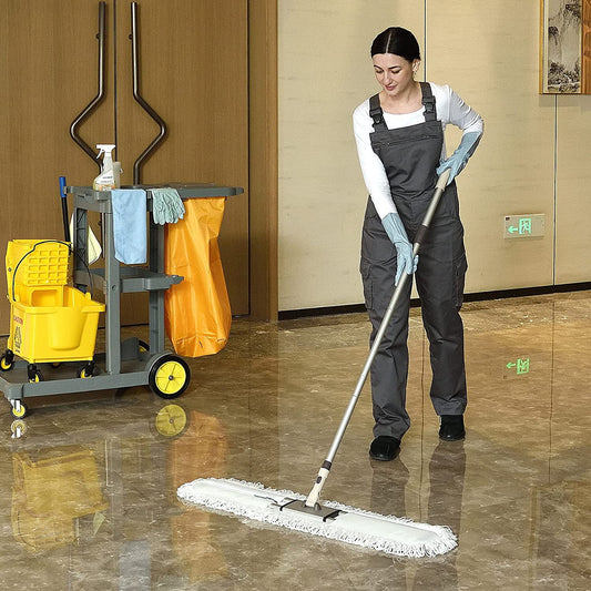Professional 36 Inch Commercial Dust Mop with Aluminum and Telescopic Handle for Industrial Floor Cleaning