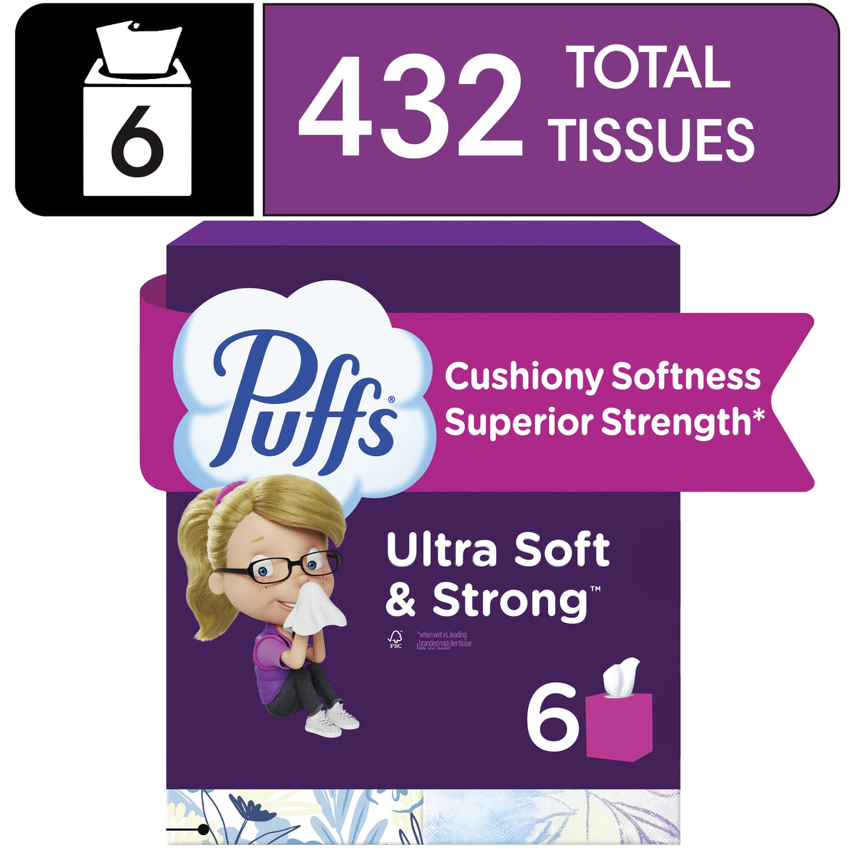 Puffs Ultra Soft Facial Tissues, 4 Count