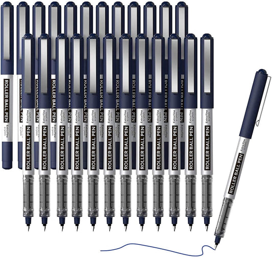 Shuttle Art Permanent RollerBall Pens, 25 Pack Blue Fine Point Roller Ball Pens, 0.5mm Liquid Ink Pens for Writing Journaling Taking Notes Office