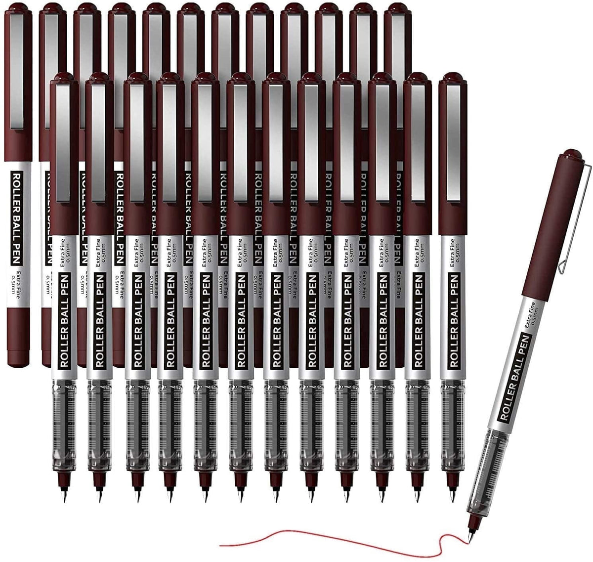 Shuttle Art Permanent RollerBall Pens, 25 Pack Blue Fine Point Roller Ball Pens, 0.5mm Liquid Ink Pens for Writing Journaling Taking Notes Office