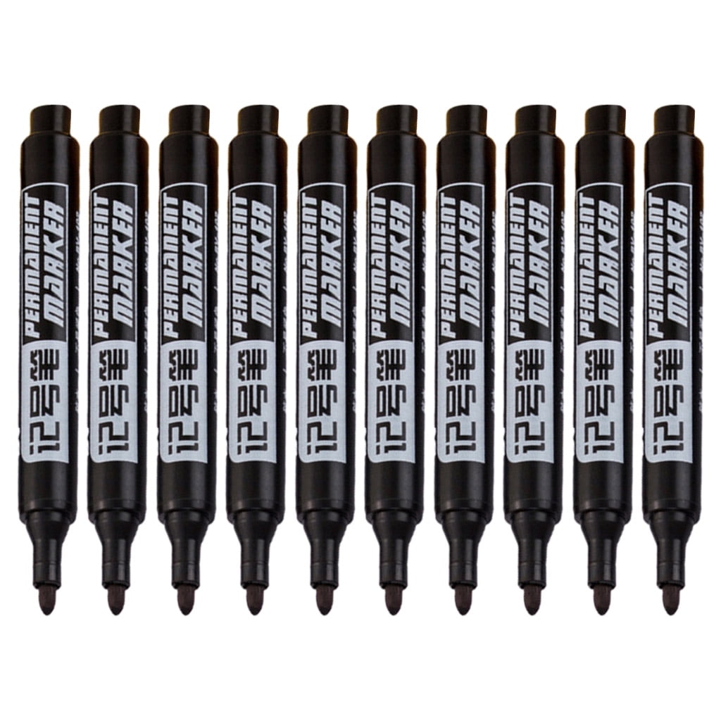 SIEYIO Permanent Marker Medium Point Black/Red/Blue Office Stationery Marking Writing Tool for Plastic Canvas Glass Mugs 10 Set