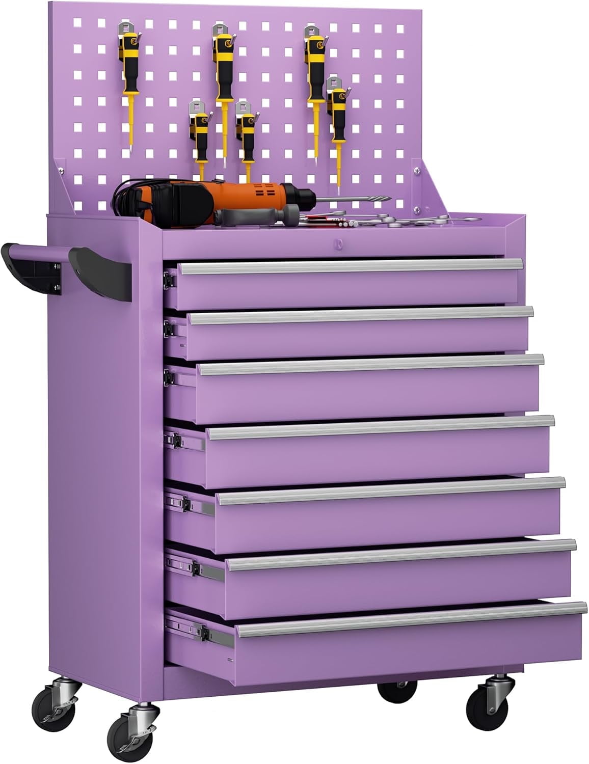 SOLAURA 8-Drawer Rolling Tool Chest Metal Tool Box Lockable Storage Cabinet with Wheels, Black
