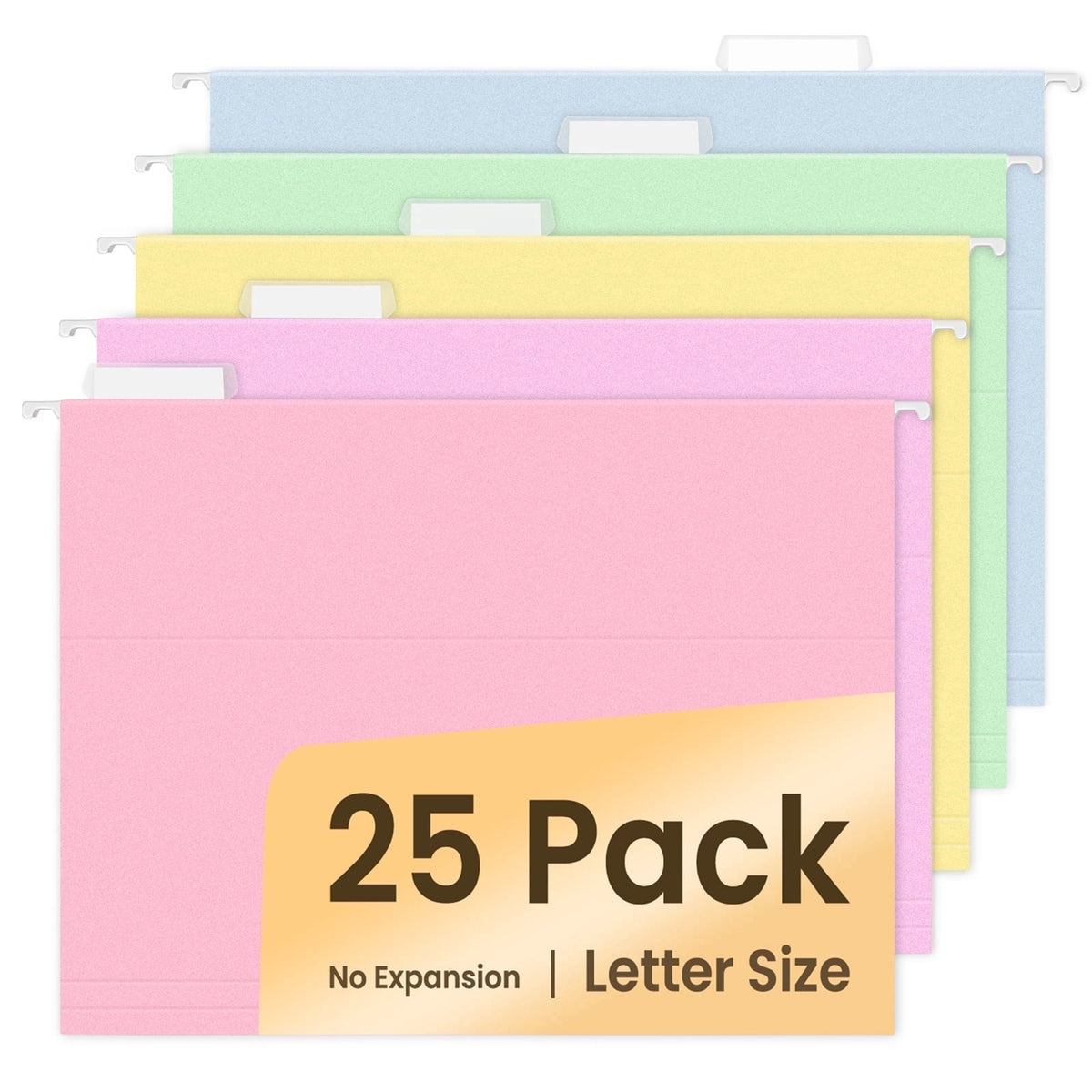 SUNEE 25 pack Pastel Colors Hanging File Folders with 1/5-cut Tabs
