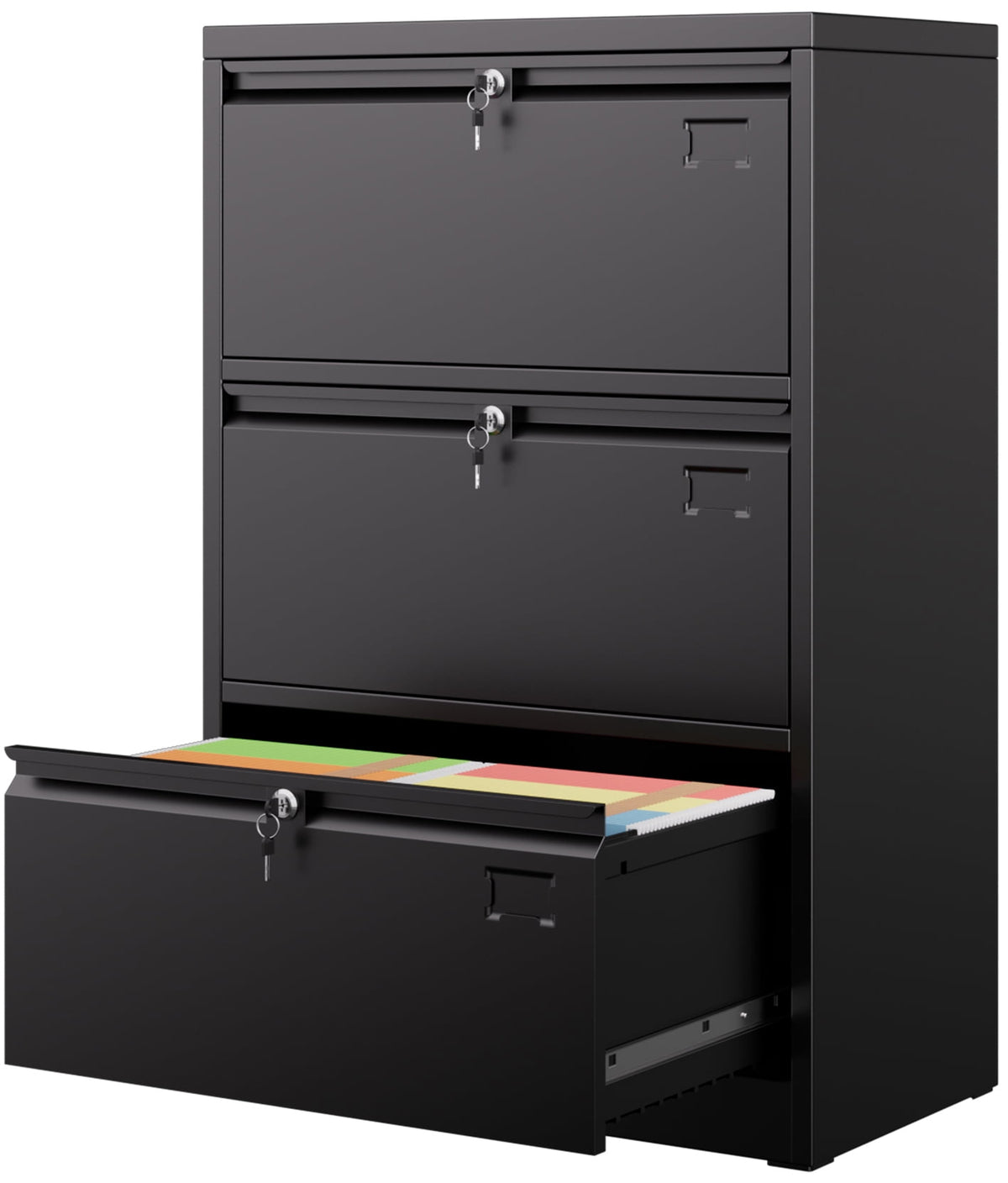 SUPEER 56"H 4 Drawer File Cabinets with Wheels, Metal Vertical File Storage Cabinet for Office Home, A4 Letter /Legal Size, , Assembly Required (Black）