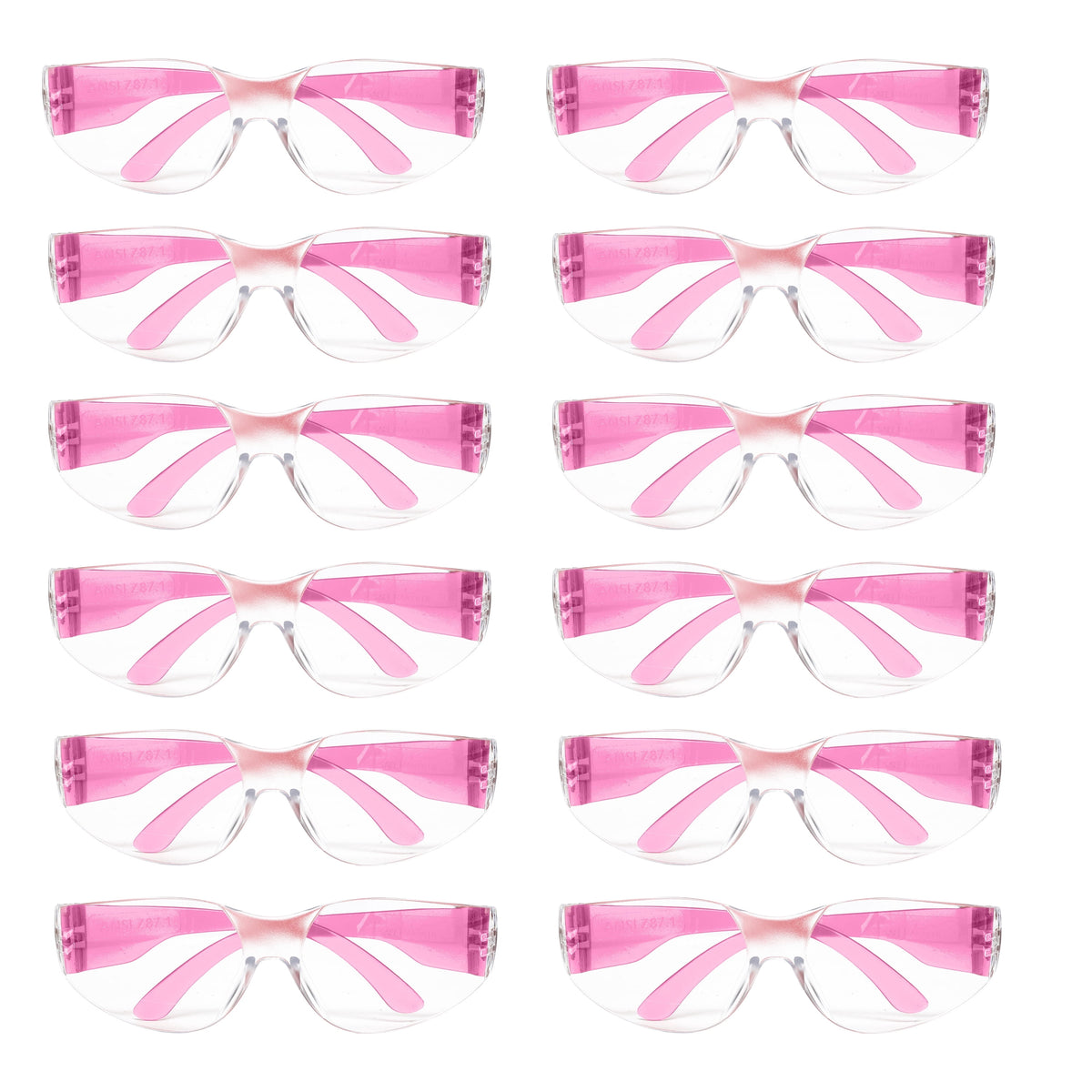 Bison Life Clear Safety Glasses, Pack of 12, ANSI Z87.1 Scratch & Impact Resistant, Polycarbonate Lens, One Size, Wrap Around Eyewear