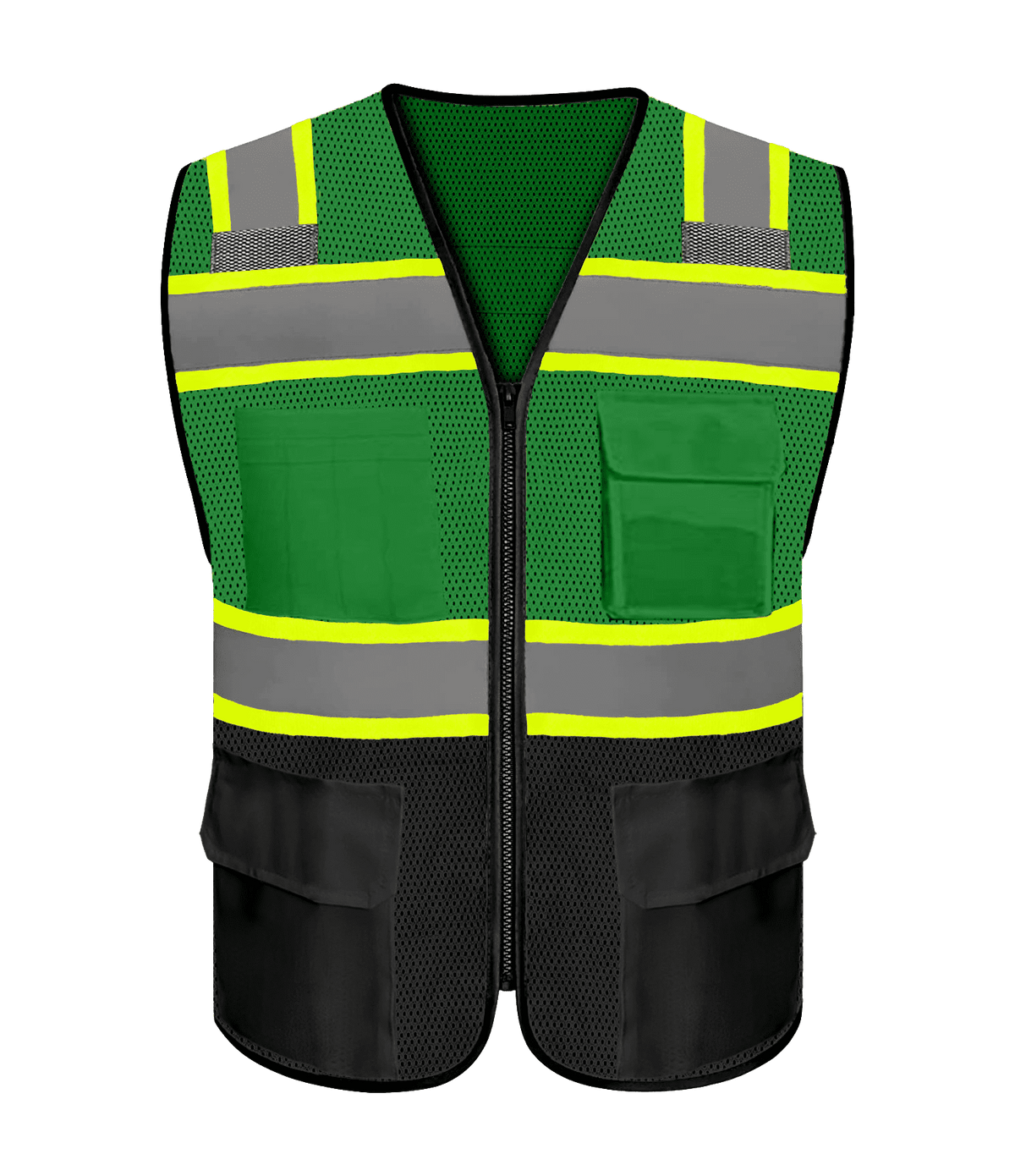 Safety Vest with 9 Pockets & Zipper Reflective High Visibility Vest Class 8 Outdoor Workwear Meets ANSI/ISEA