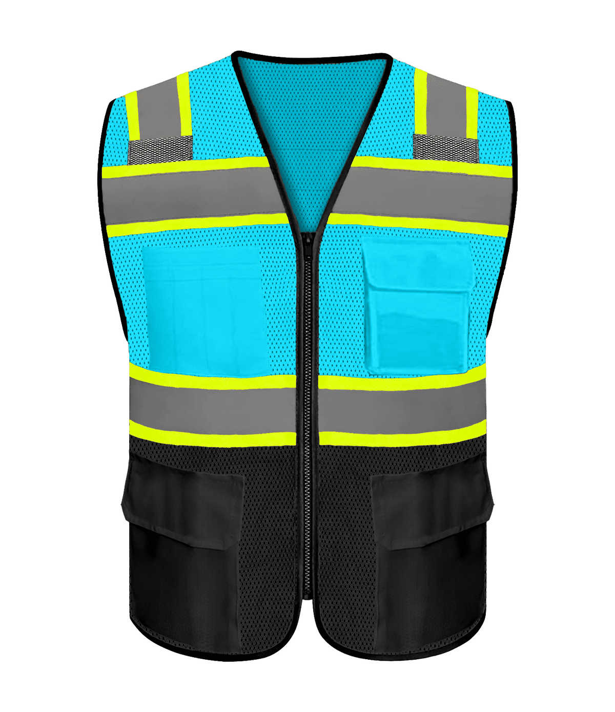 Safety Vest with 9 Pockets & Zipper Reflective High Visibility Vest Class 8 Outdoor Workwear Meets ANSI/ISEA