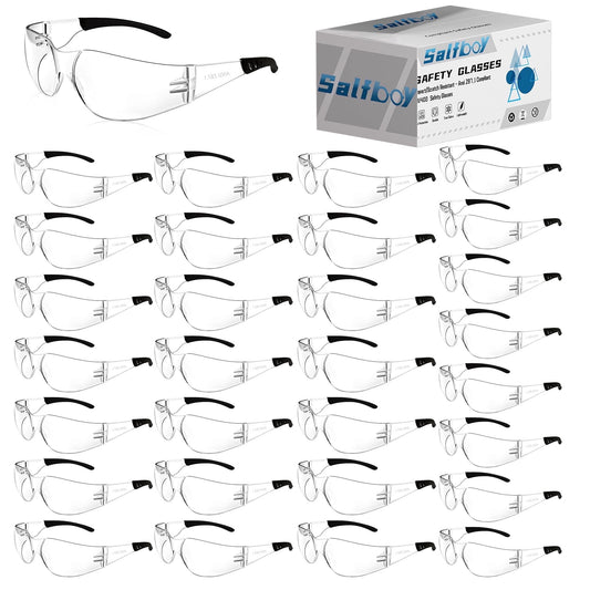 Salfboy Safety Glasses ANSI Z87.1 Anti Fog Clear Lens Safety Glasses for Men Women, Impact Resistant Scratch Resistant Protective Eyewear for Work,30 Pack