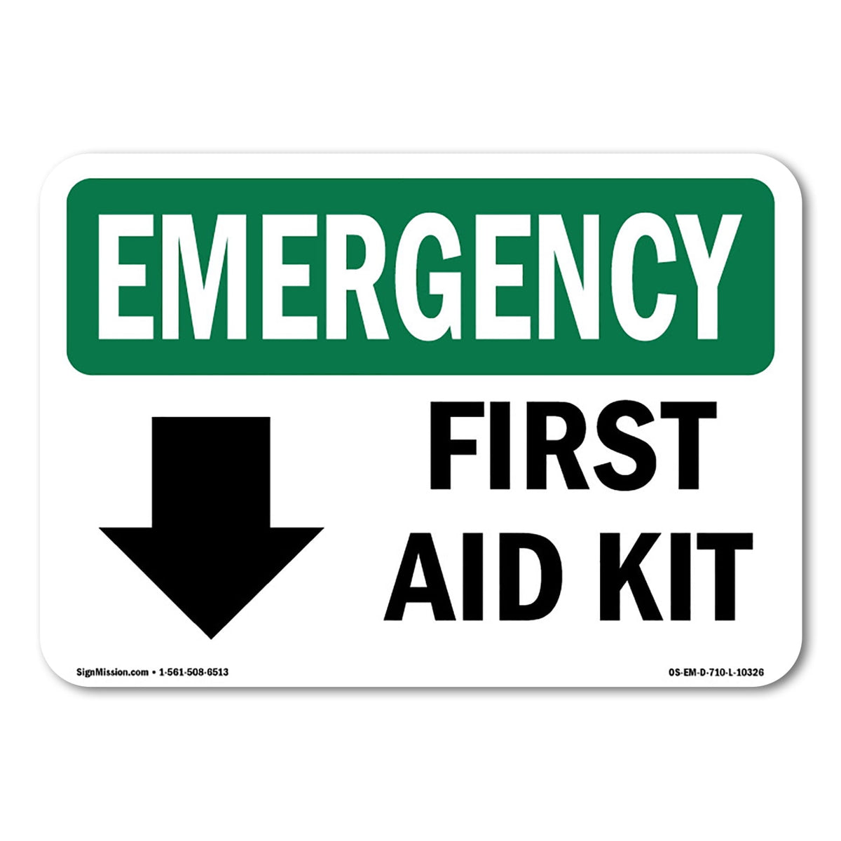 SignMission OS-EM-A-1824-V-10497 18 x 24 in. OSHA Emergency Sign - First Aid Station with Symbol