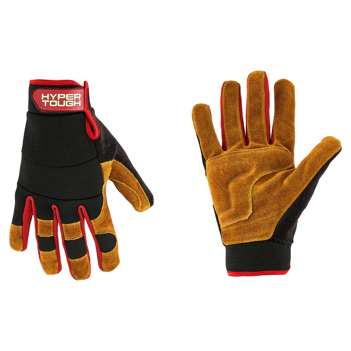 Hyper Tough Men's Split Cowhide Leather Hybrid Glove, Size Medium
