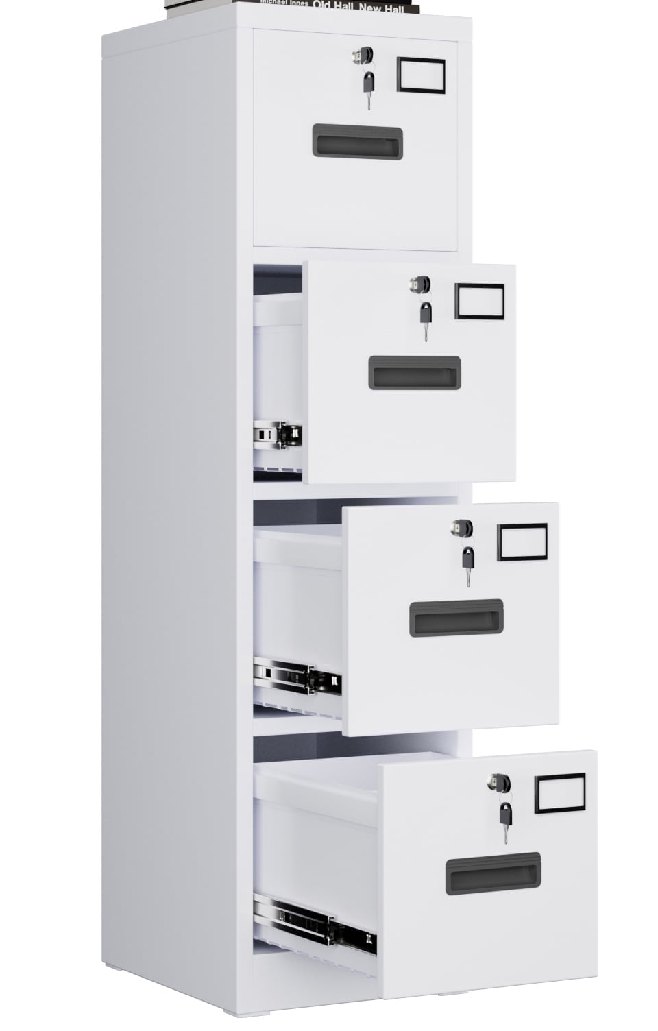 SUPEER 56"H 4 Drawer File Cabinets with Wheels, Metal Vertical File Storage Cabinet for Office Home, A4 Letter /Legal Size, , Assembly Required (Black）