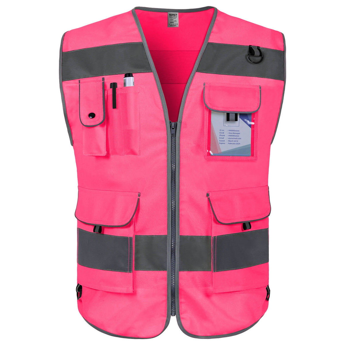 TCCFCCT Reflective Vest 9 Pockets High Visibility Safety Vest for Men Women, Hi Vis Construction Work Vest with Reinforced Sewing, Durable to Use, Meets ANSI/ISEA Standards, (Purple, XX-Large)