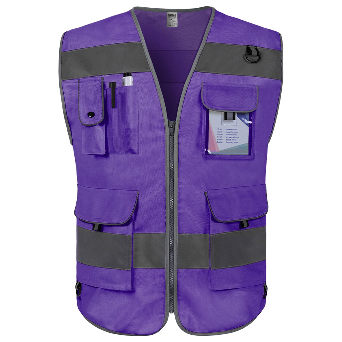 TCCFCCT Reflective Vest 9 Pockets High Visibility Safety Vest for Men Women, Hi Vis Construction Work Vest with Reinforced Sewing, Durable to Use, Meets ANSI/ISEA Standards, (Purple, XX-Large)