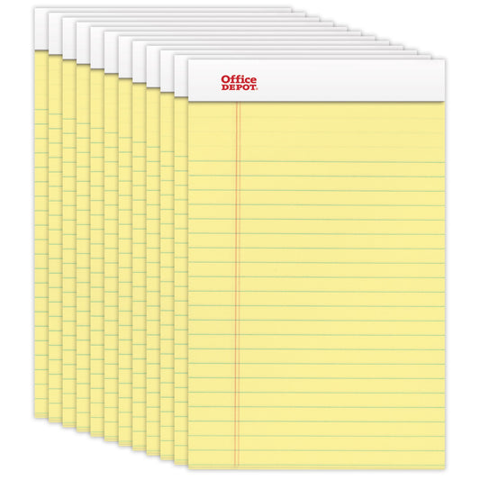 TOPS The Legal Pad Writing Pads, Jr. Legal Rule, 5 x 8, 50 Sheets, Canary, 12 Pack