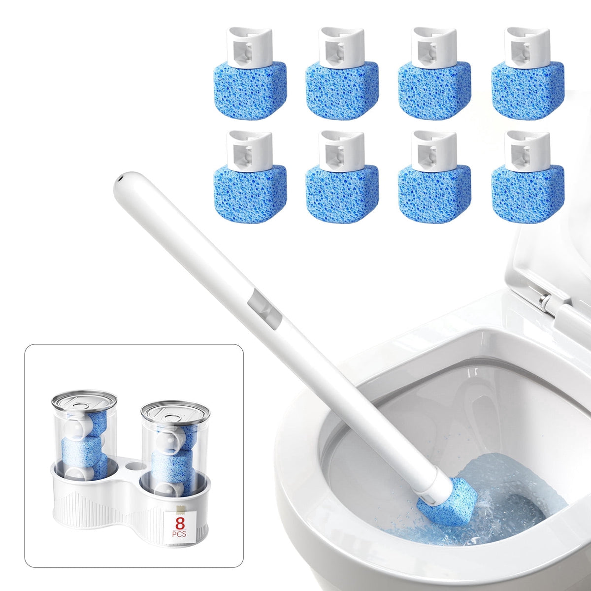 Toilet Bowl Brush，Disposable Toilet Brush with Refill Heads, Wall-Mounted Cleaning System, Storage Caddy, and 24 Scrubbing Pads