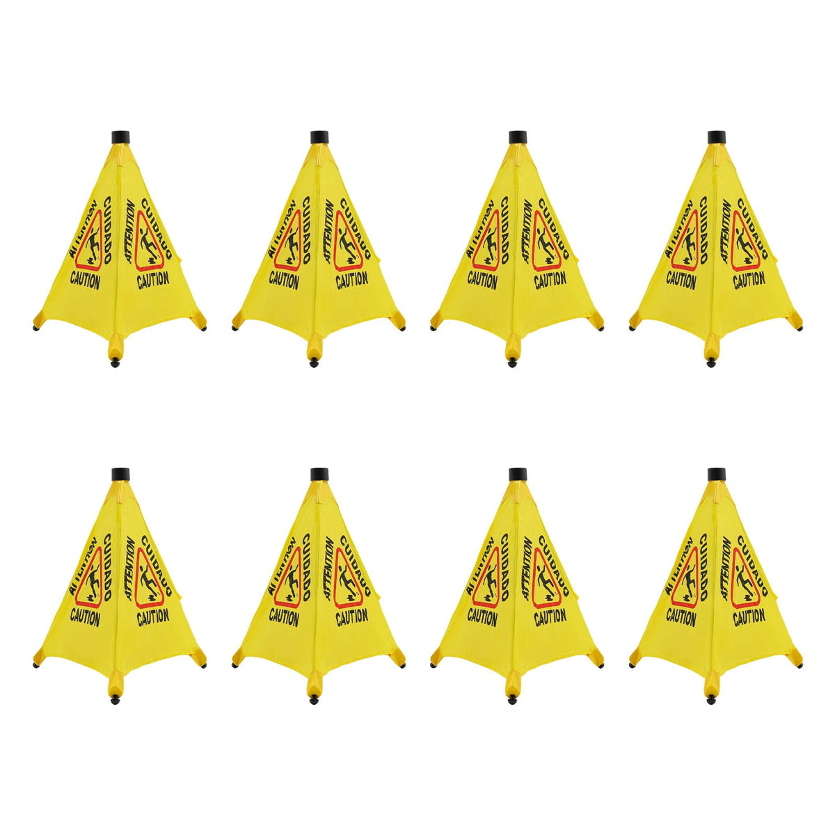 ToppiJoy 8 Pcs Wet Floor Sign with Storage Tube, 20 Inch Safety Signs, for Commercial Stores Grocery Restroom Office