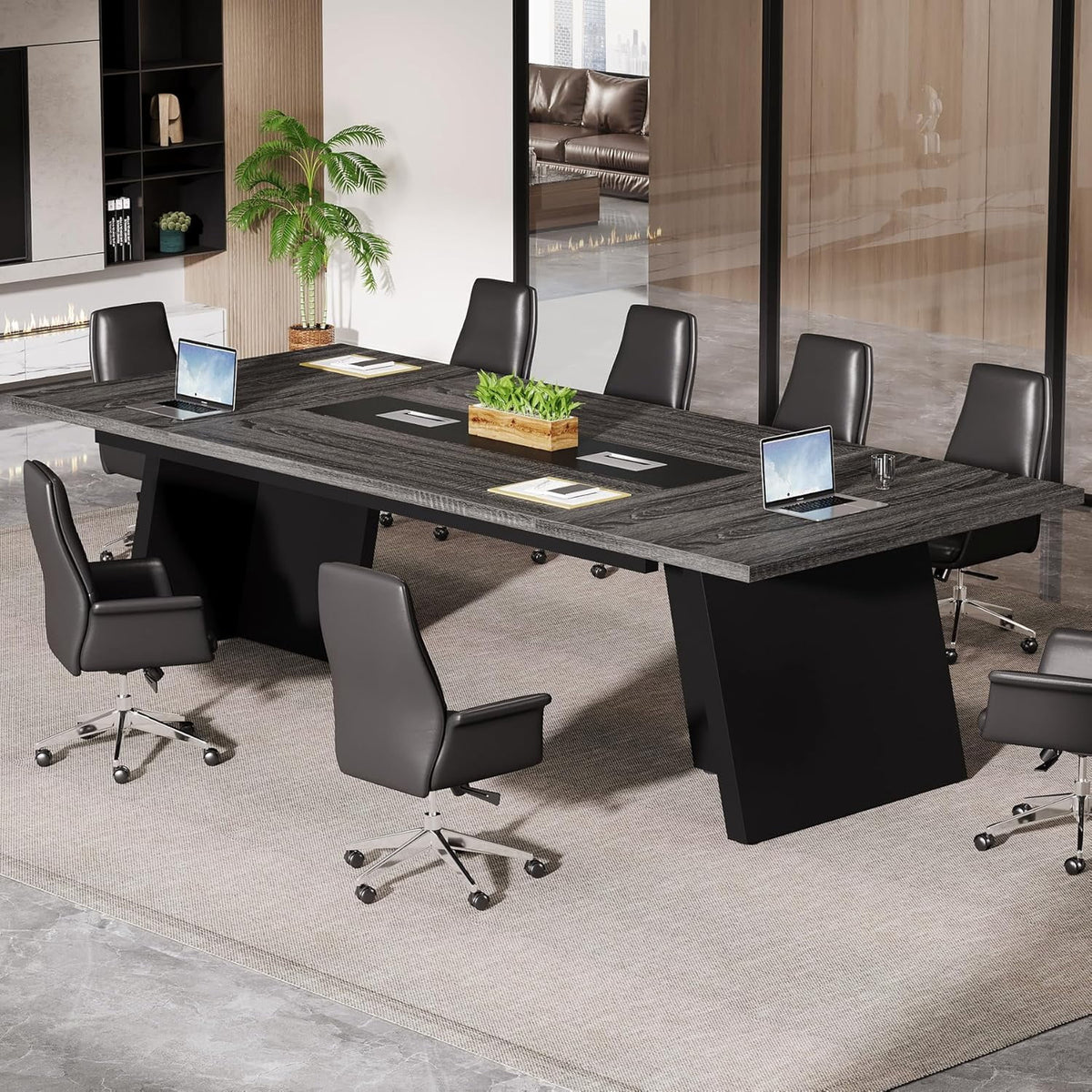 Tribesigns 8ft Conference Table, Large Meeting Table for 8-10 People, Business Seminar Furniture for Office Conference Room