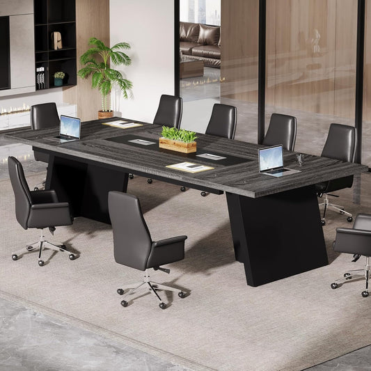 Tribesigns 8ft Conference Table, Large Meeting Table for 8-10 People, Business Seminar Furniture for Office Conference Room