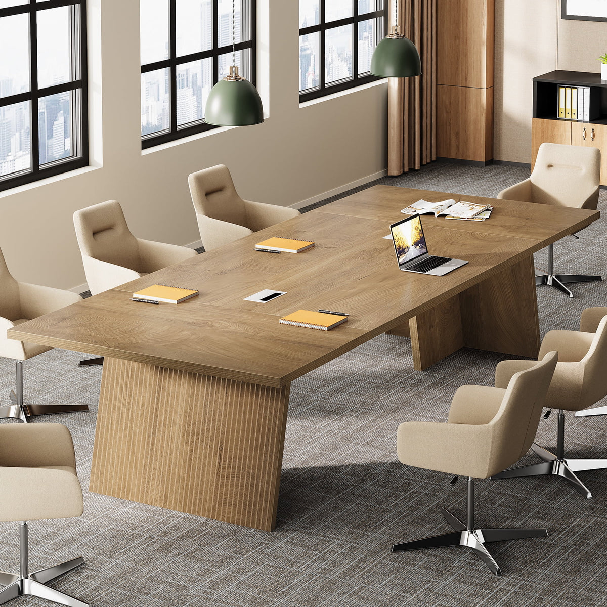 Tribesigns Conference Table, 8ft Conference Room Table for 10 People, Large Meeting Desk with Cable Grommet for Office Conference