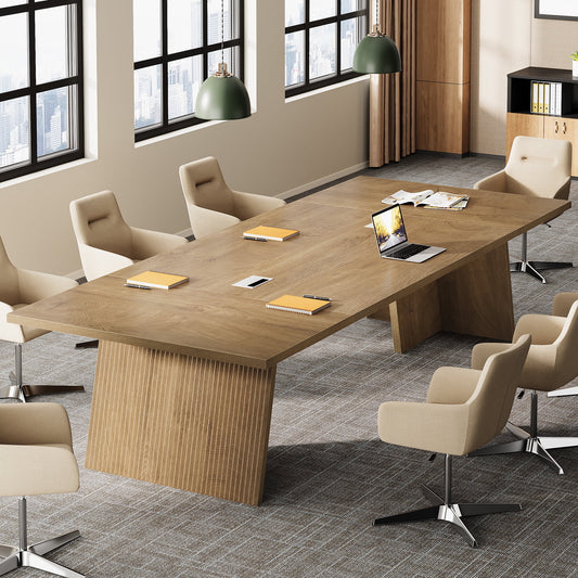 Tribesigns Conference Table, 8ft Conference Room Table for 10 People, Large Meeting Desk with Cable Grommet for Office Conference