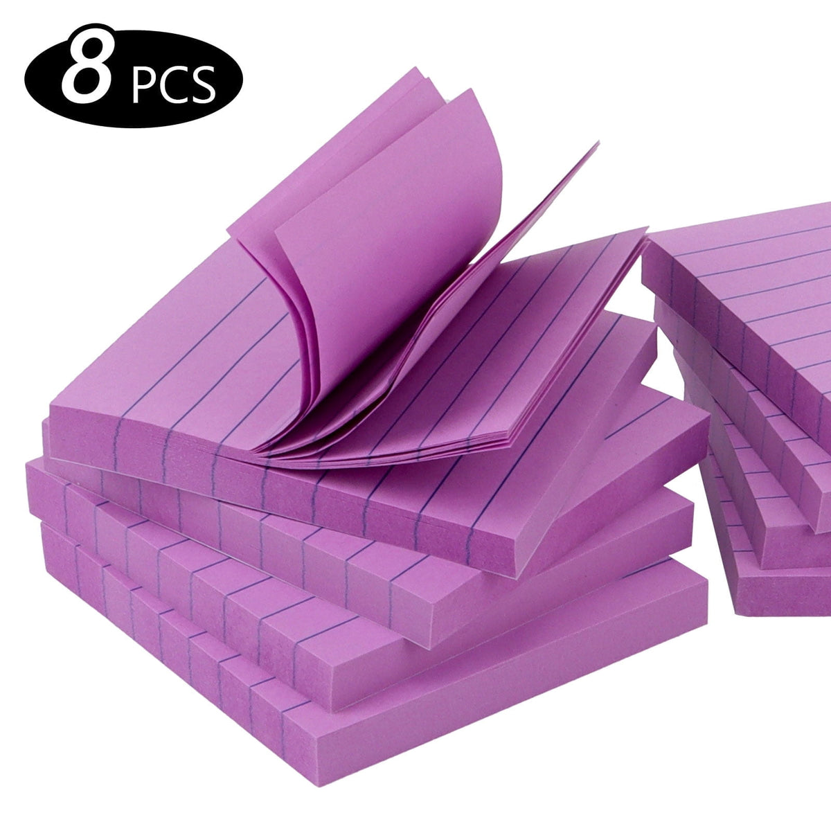 Tripumer 8 Pack Lined Sticky Notes Ruled Self Sticky Note 3 x 3 in 80 Sheets Each Pad 8 Colors