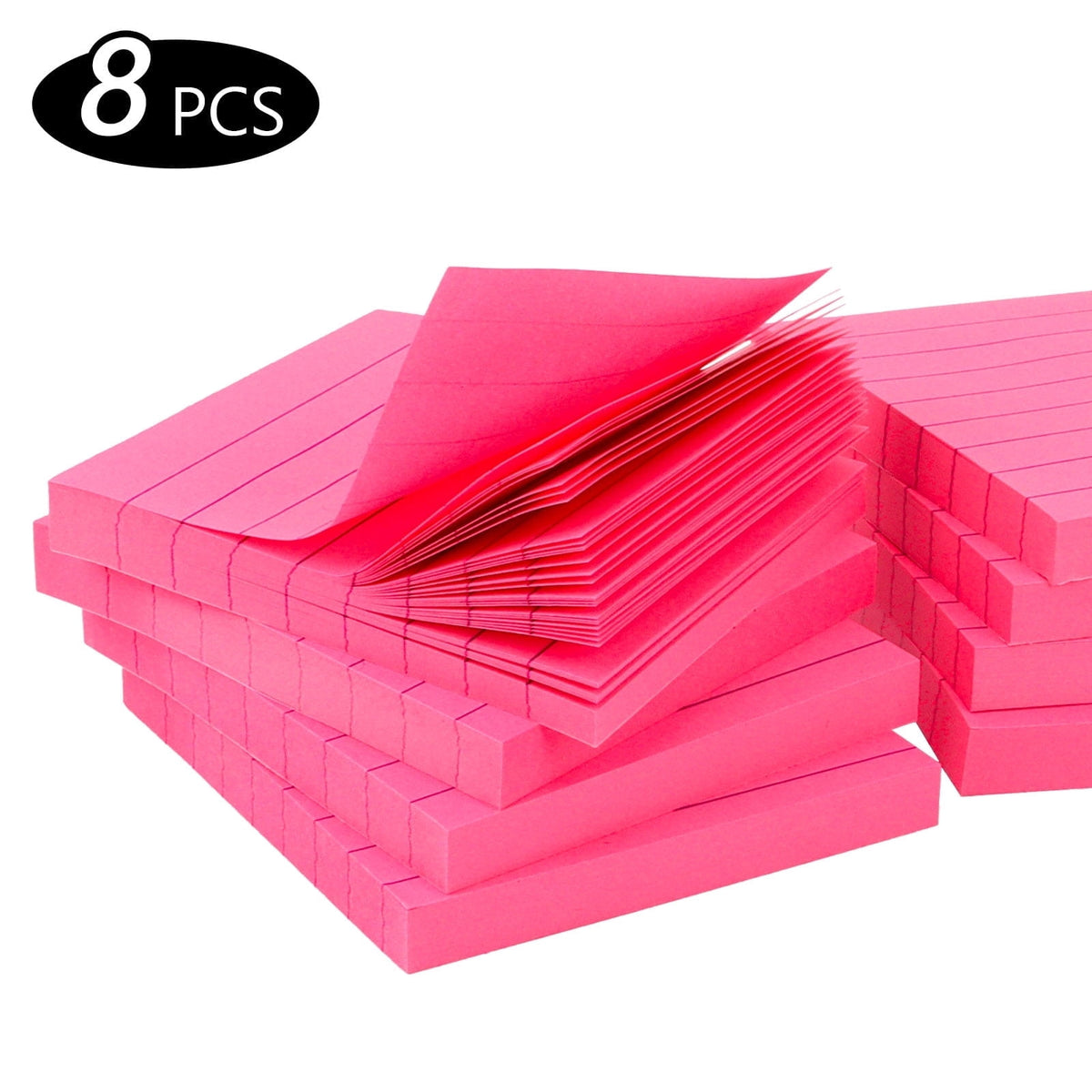 Tripumer 8 Pack Lined Sticky Notes Ruled Self Sticky Note 3 x 3 in 80 Sheets Each Pad 8 Colors