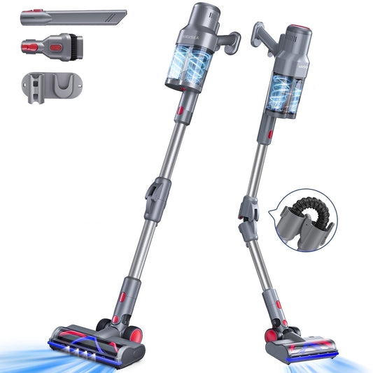 VAVSEA Cordless Stick Vacuum Cleaner, 38KPa Powerful Suction Vacuum with Double Dust Cup, for Carpet, Hard Floor & Pet Hair Cleaning