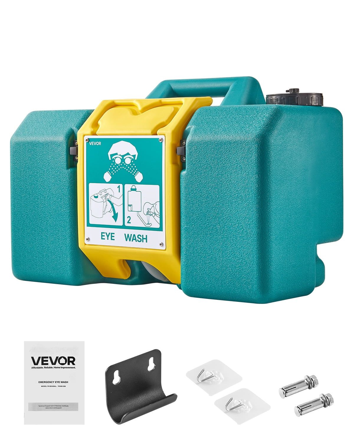 VEVOR Portable Eye Wash Station 8 Gal, OSHA-Approved Eyewash Station Wall-Mounted/On Flat Surface, Emergency Eye Wash Unit with 2 Sprays, First Aid Eyewash Units for Schools, Labs, Factories, Green