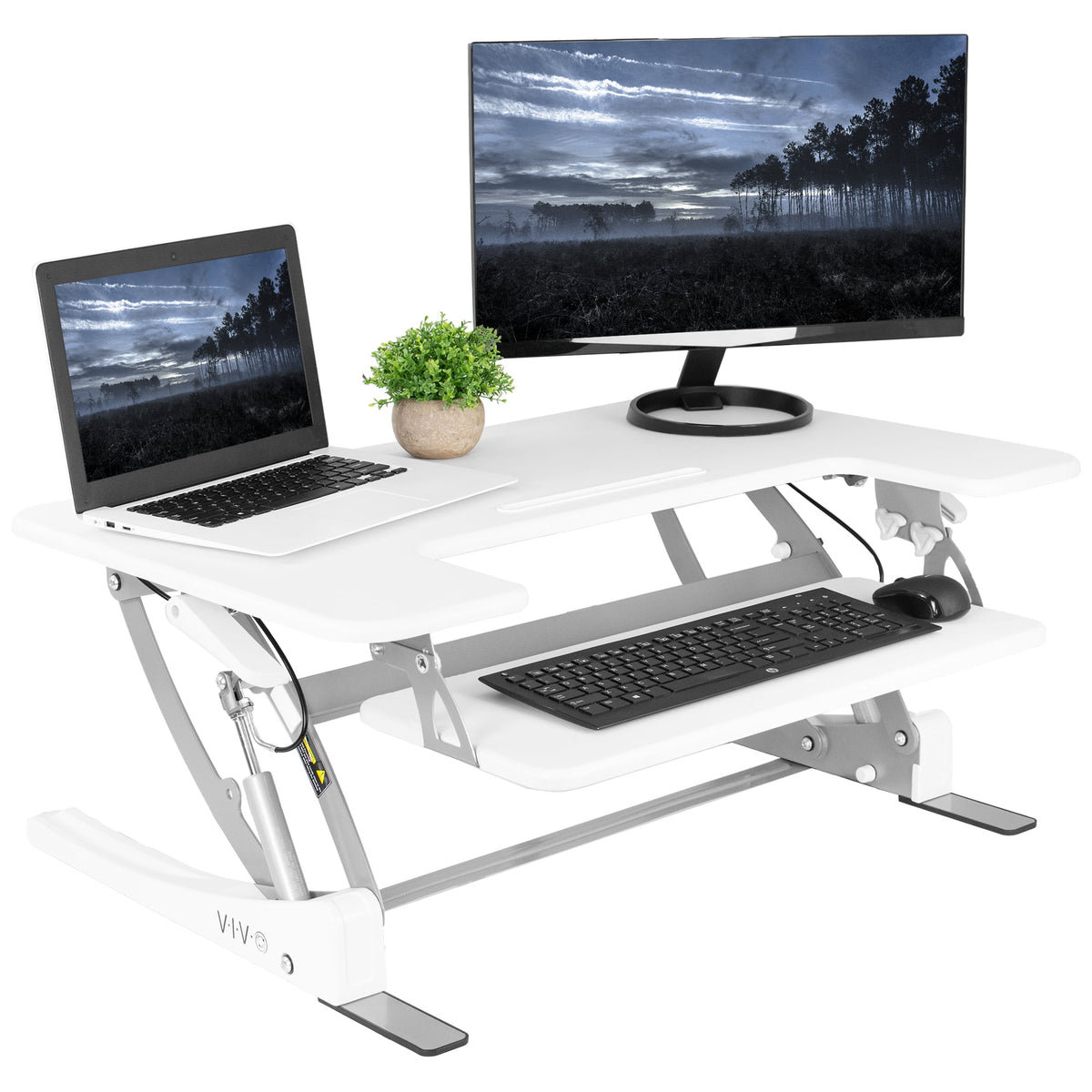 VIVO Black Height Adjustable Standing Desk Monitor Riser Tabletop Sit to Stand