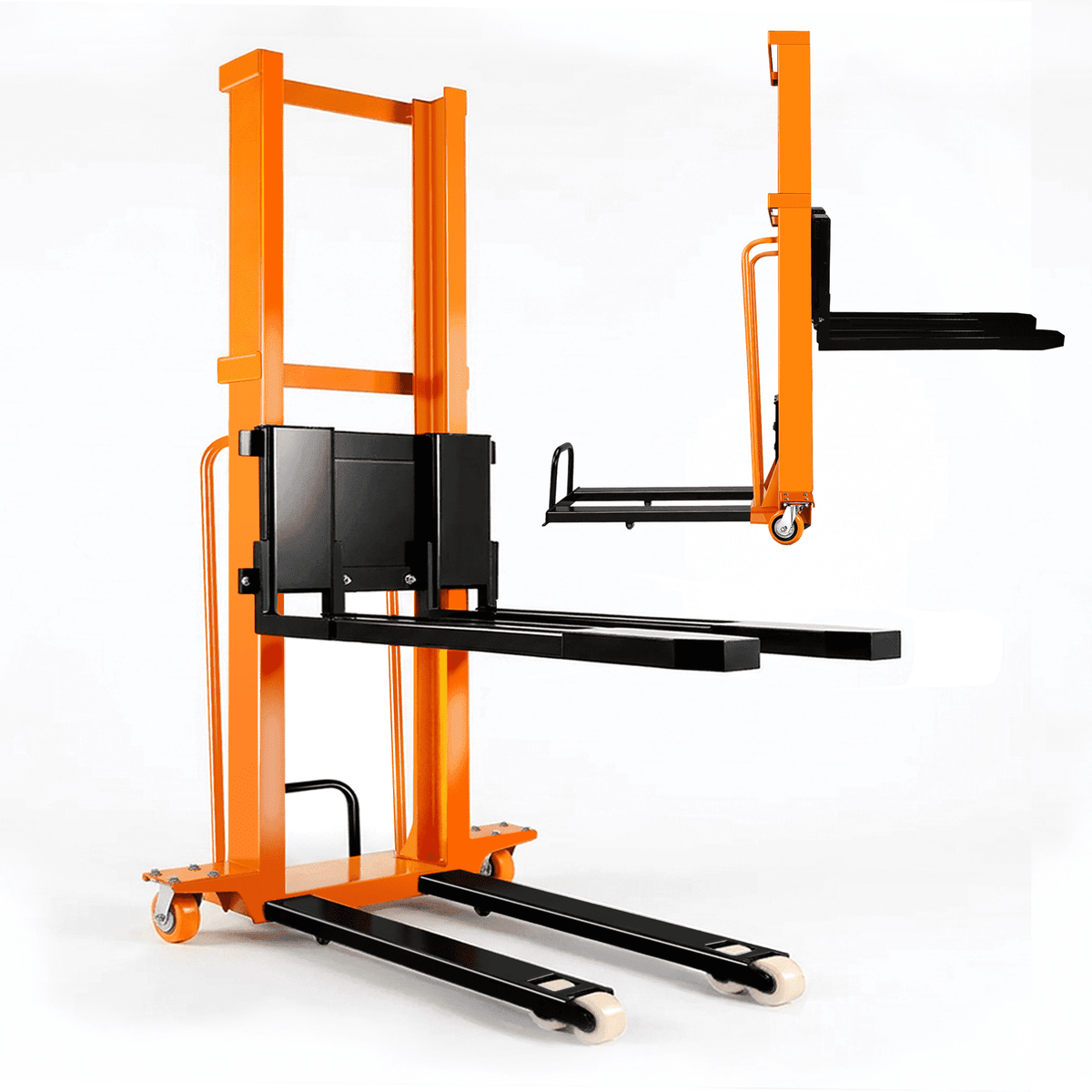 Vakiorn 1100 Lbs Electric Manual Pallet Stacker 63" Lift Height 1500W Powered Walkie Stacker with 48V 10Ah Battery Manual Hand Forklift Pallet Truck for Warehouse Logistics Workshop