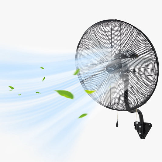 Wall Mount Fan 26 Inch High Velocity Industrial Oscillating with Dual Pull Cord, 4900CFM Heavy Duty Metal Fan 3 Speeds for Garage Workshop Patio