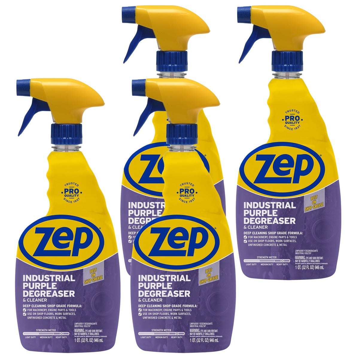 (4 pack) Zep Industrial Purple Cleaner And Degreaser Concentrate - 32 oz. (Case of 4) R423104 - Powerful Deep Cleaner For aGarages, Engines, and Concrete
