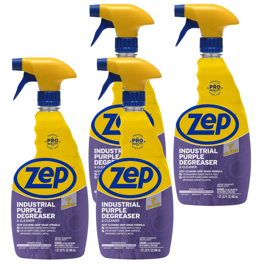 (4 pack) Zep Industrial Purple Cleaner And Degreaser Concentrate - 32 oz. (Case of 4) R423104 - Powerful Deep Cleaner For aGarages, Engines, and Concrete