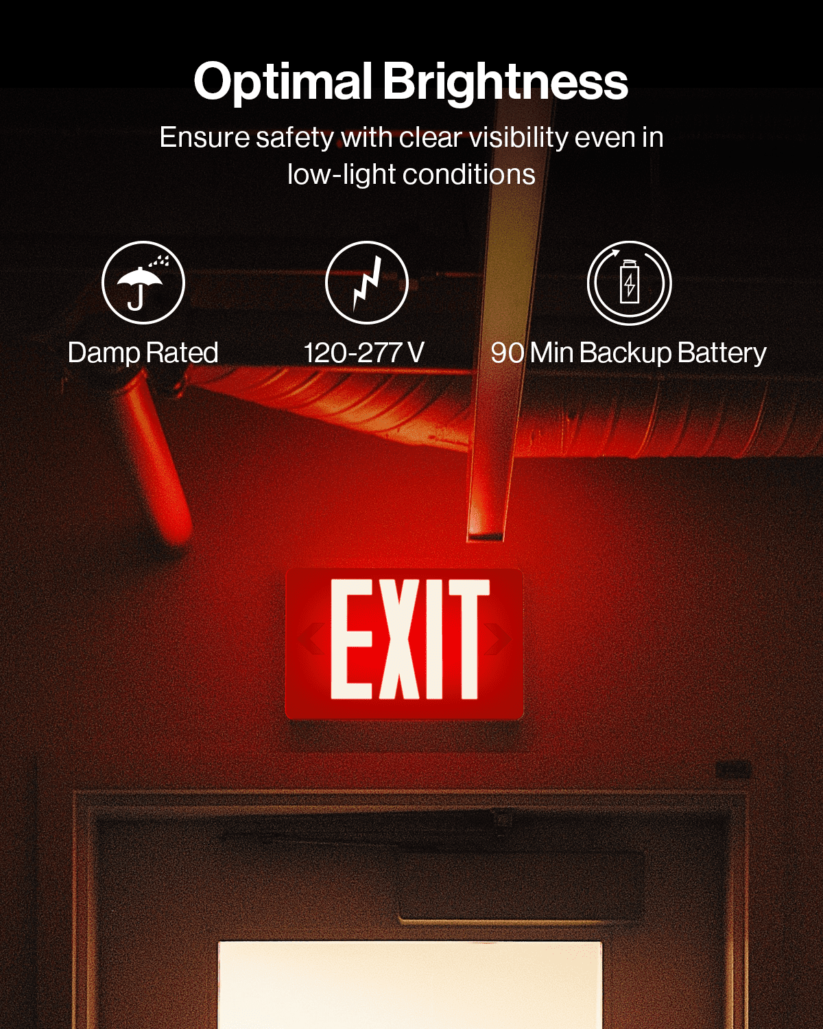 Sunco 12 Pack LED Exit Sign with Emergency Light, Commercial Grade Double Sided Fire Exit Lights, Backup Battery, Illuminated Emergency Exit, 120-277V, Dual Mounting, UL 94V-0 Fire Resistant.