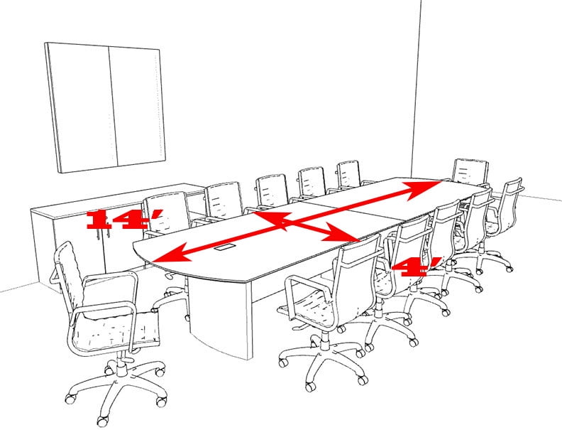 Modern Contemporary 14' Feet Conference Table, #MT-MED-C16
