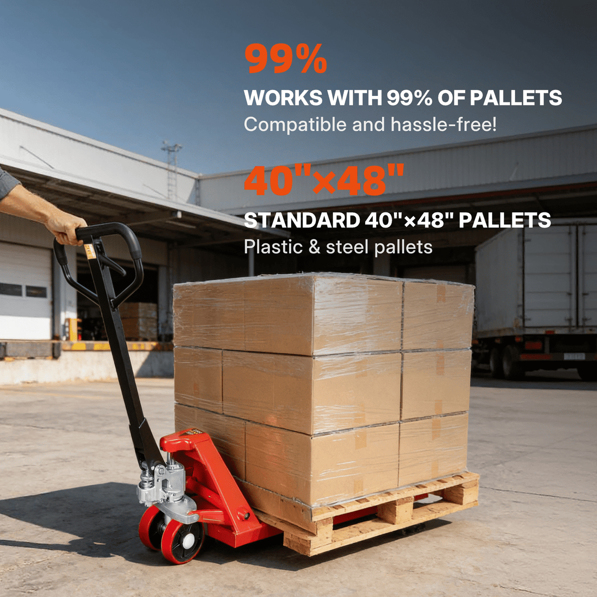 Northsky Standard Manual Pallet Jack, 48" x 27" W , 5500 lbs Capacity, Pallet Truck for Warehouse, Workshop, Manufacturing, Retail