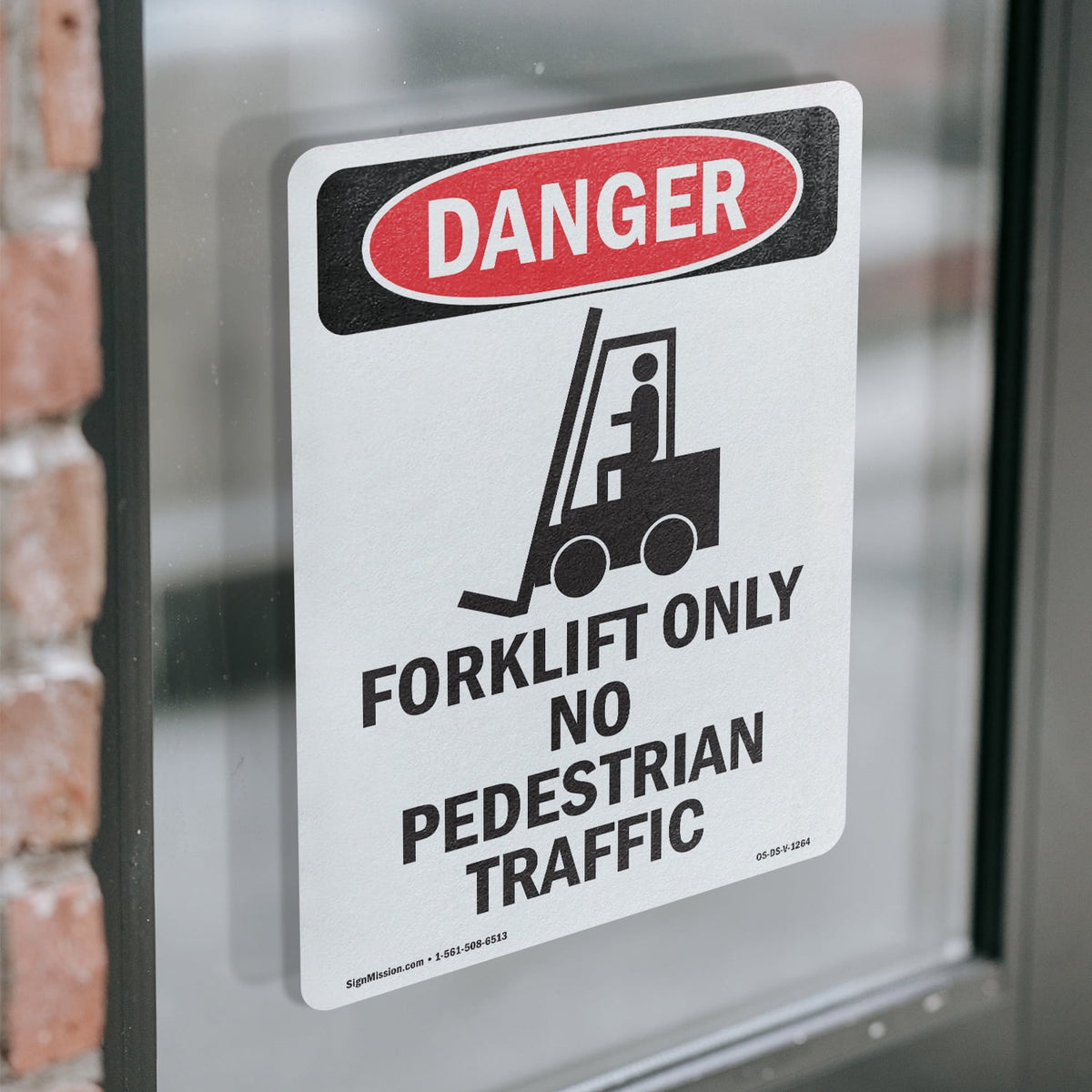 Forklift Only No Pedestrian OSHA Danger Vinyl Decal Label 5 Inch x 3.5 Inch - 10 Pack
